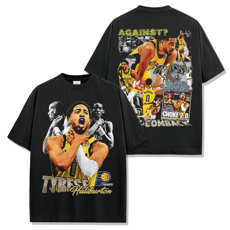 Tyrese Haliburton vintage graphic tee with Indiana Pacers designs — Archive 199x