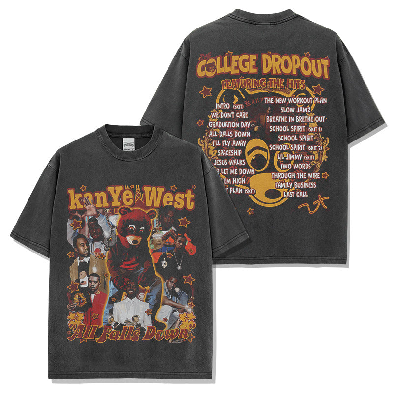 Kanye West College Dropout vintage bootleg graphic tee front — Archive 199X