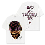 Dennis Rodman graphic tee with colorful portrait and 'Bad As I Wanna Be' text — Archive 199x