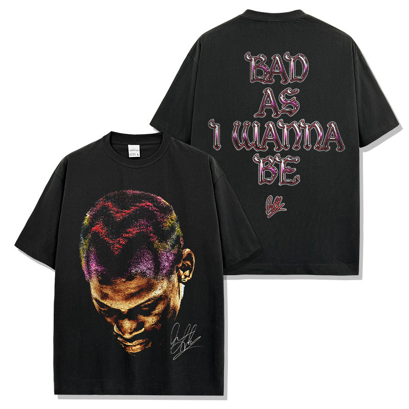 Dennis Rodman vintage graphic tee with colorful hair portrait — Archive 199x