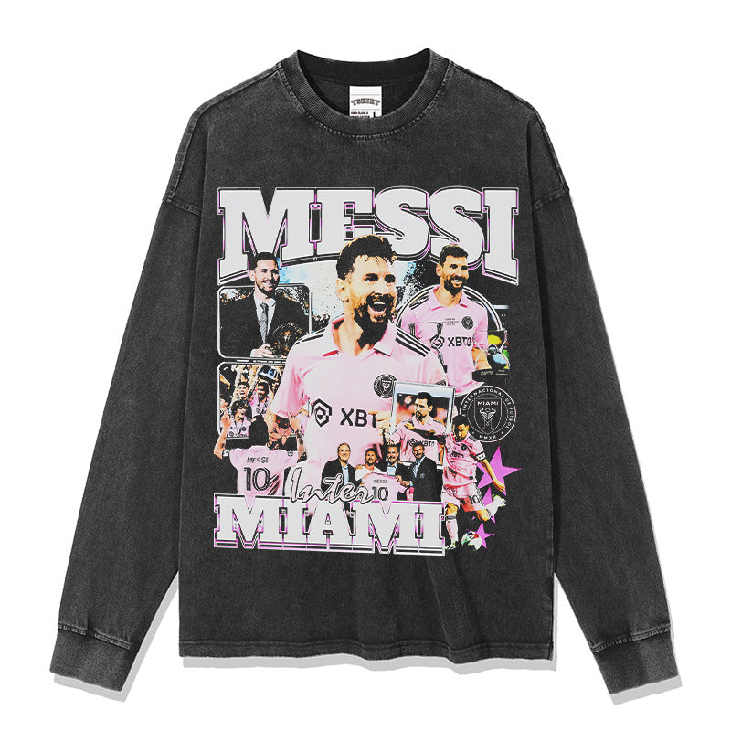 Lionel Messi vintage graphic long sleeve tee with Inter Miami design — Archive 199x