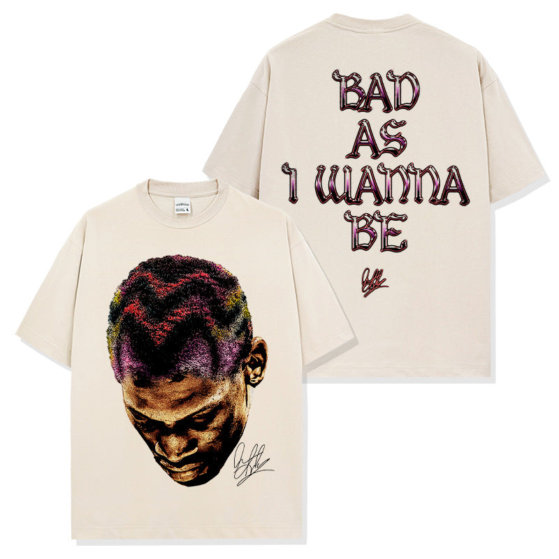 Dennis Rodman vintage graphic tee with colorful portrait and 'Bad As I Wanna Be' — Archive 199x